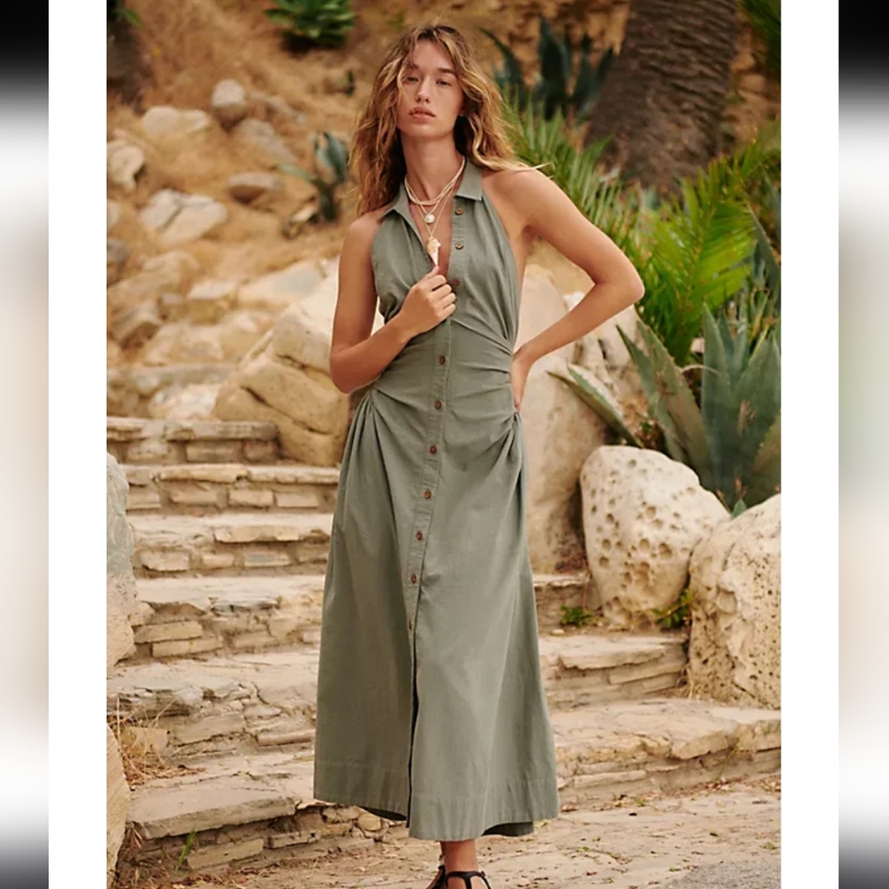 Free People Olive Midi Dress